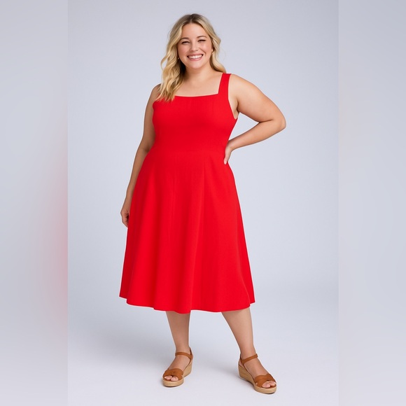 Torrid Belle Isle Red Fit & Flare Tea Length Dress, Size 14, NWT! - Picture 3 of 15